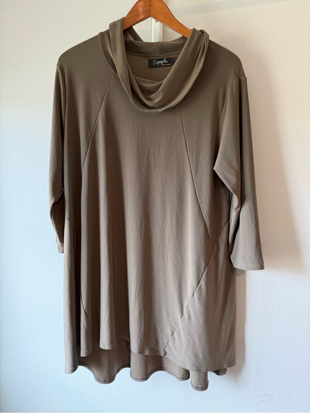 Sympli Taupe Cowl Neck Tunic